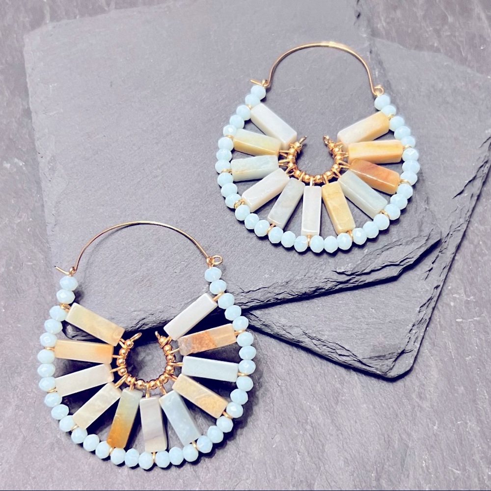 🎉HP🎉 New Amazonite Crescent Earrings - Picture 2 of 4